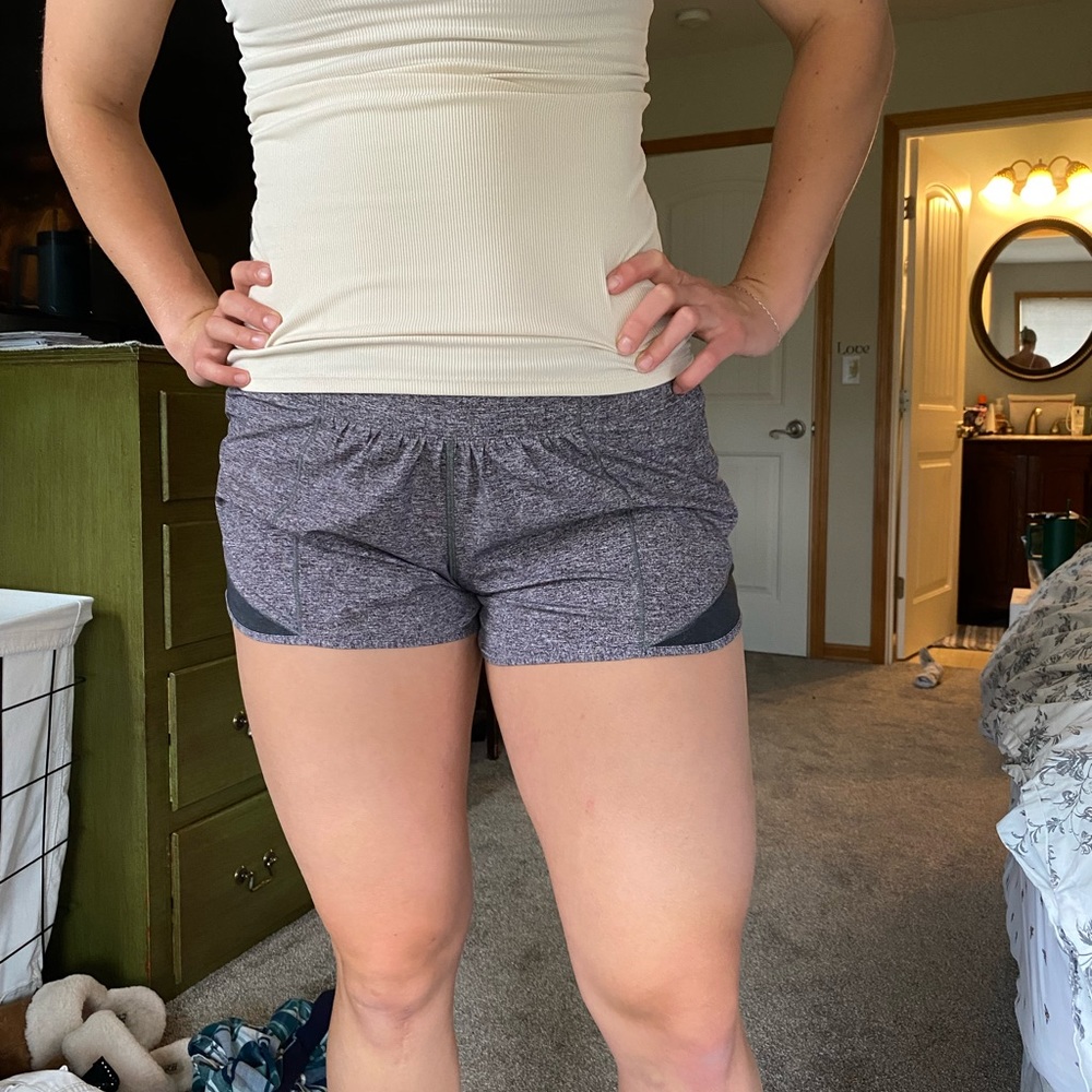 Grey lulu lemon running shorts size 8